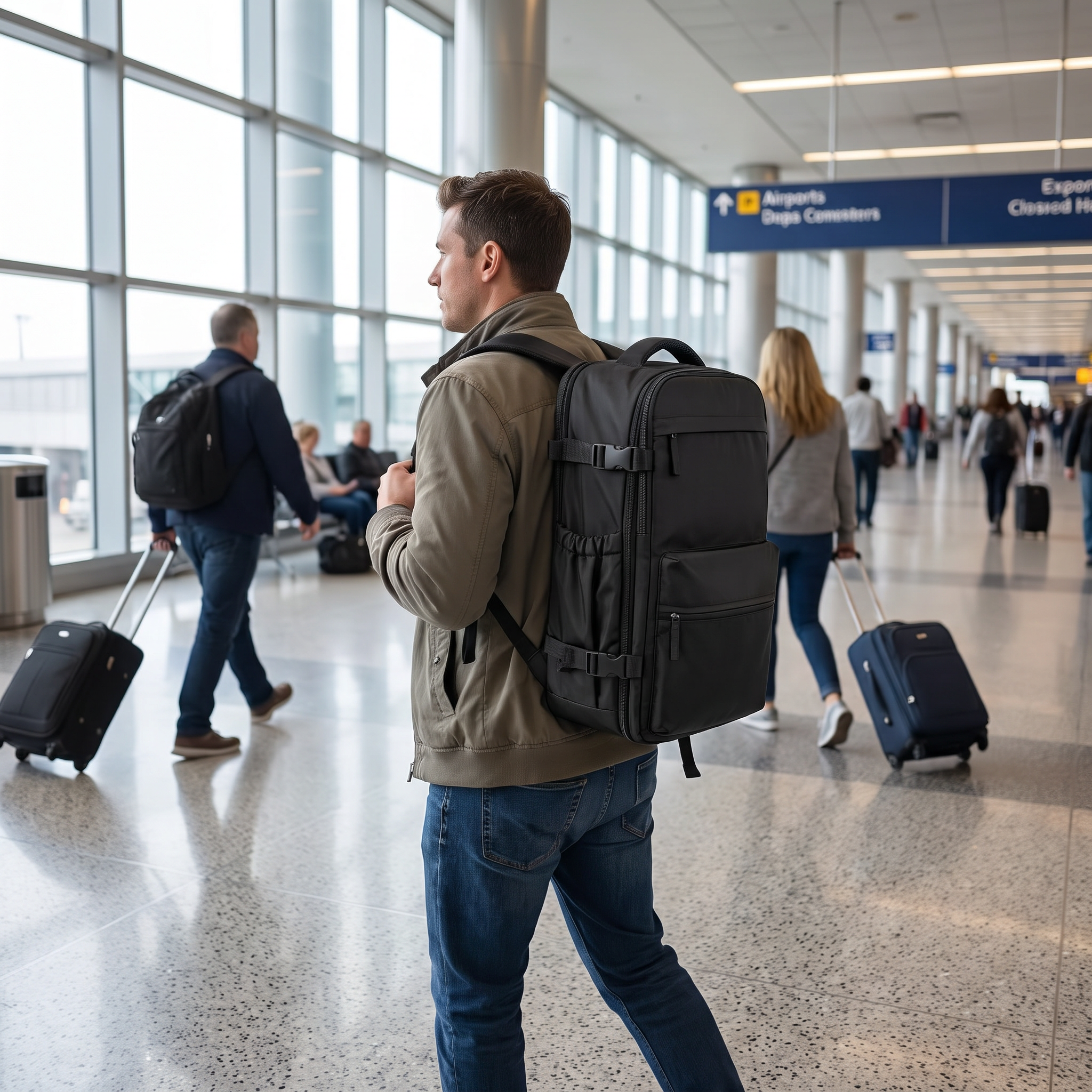 Vacuum compression backpack in real-life use