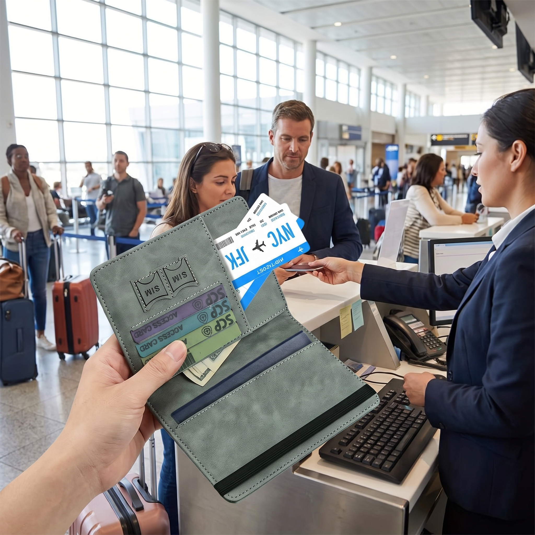 Travel passport wallet in real-life use