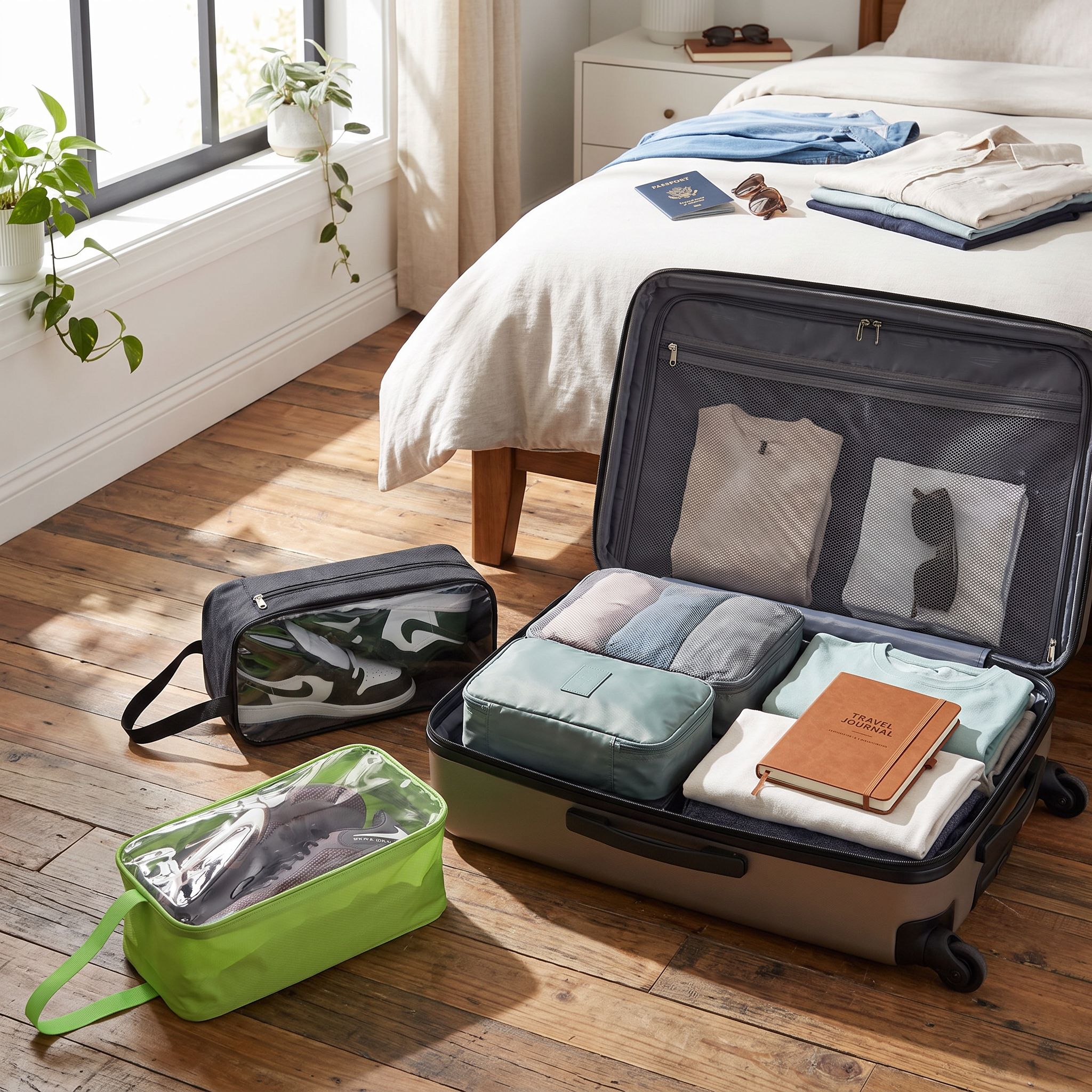 Travel shoe bag in real-life use