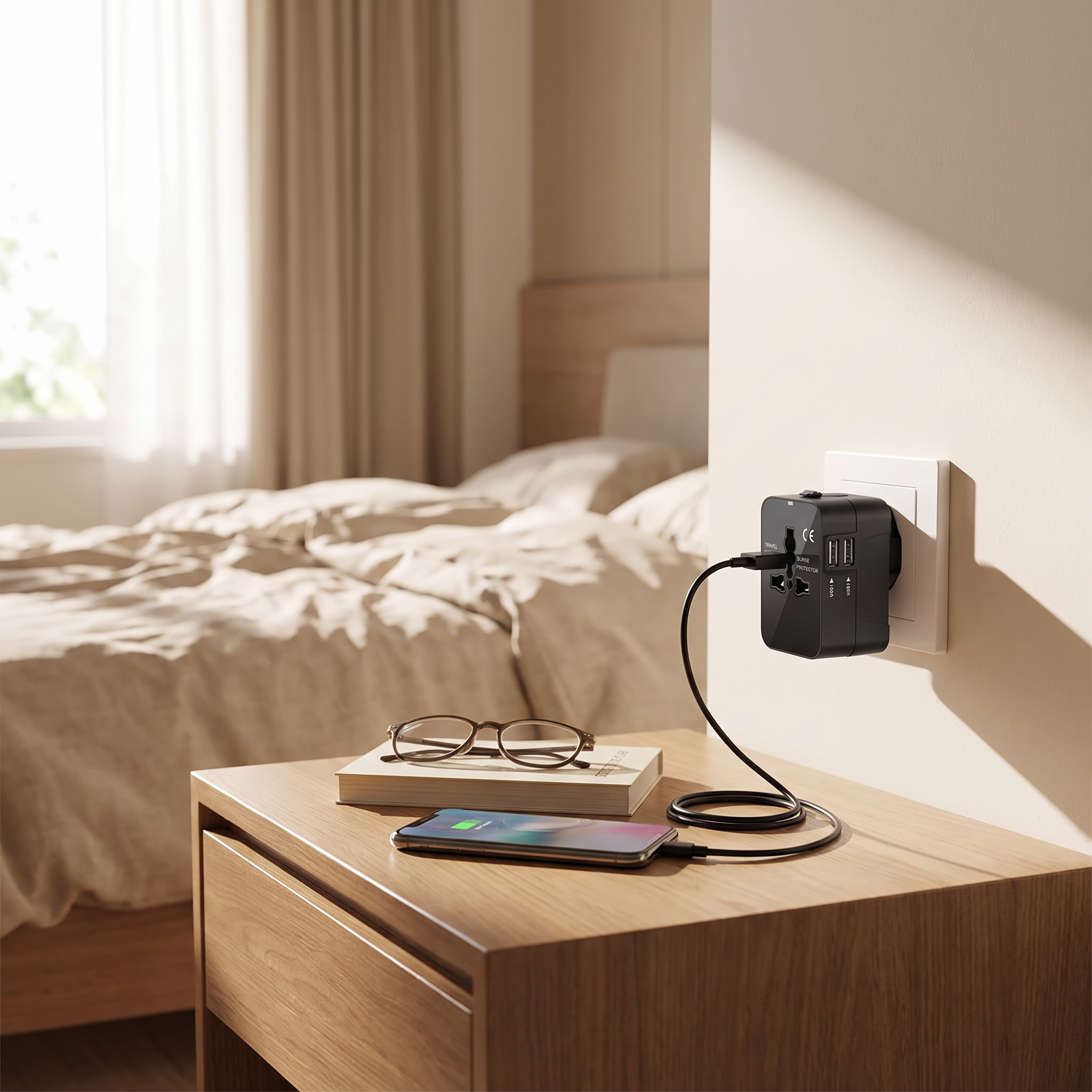 Travel power adapter in real-life use