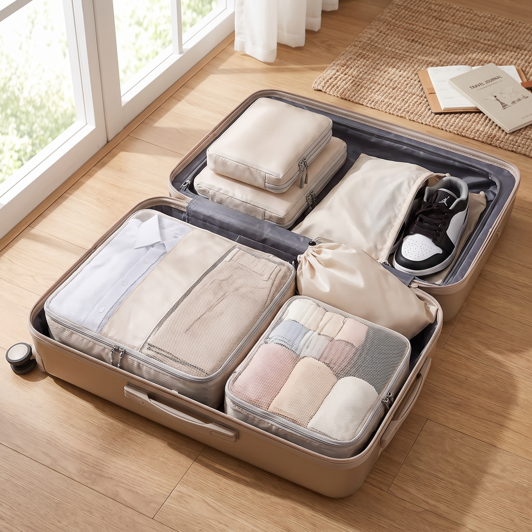Travel packing cubes in real-life use