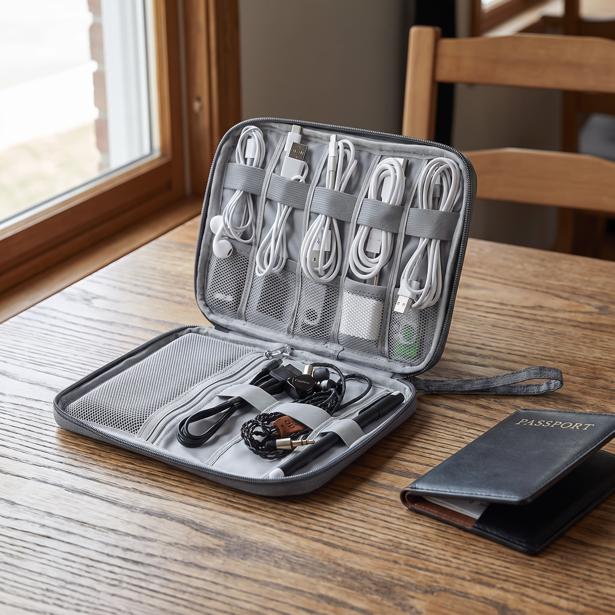 Travel cable organizer in real-life use