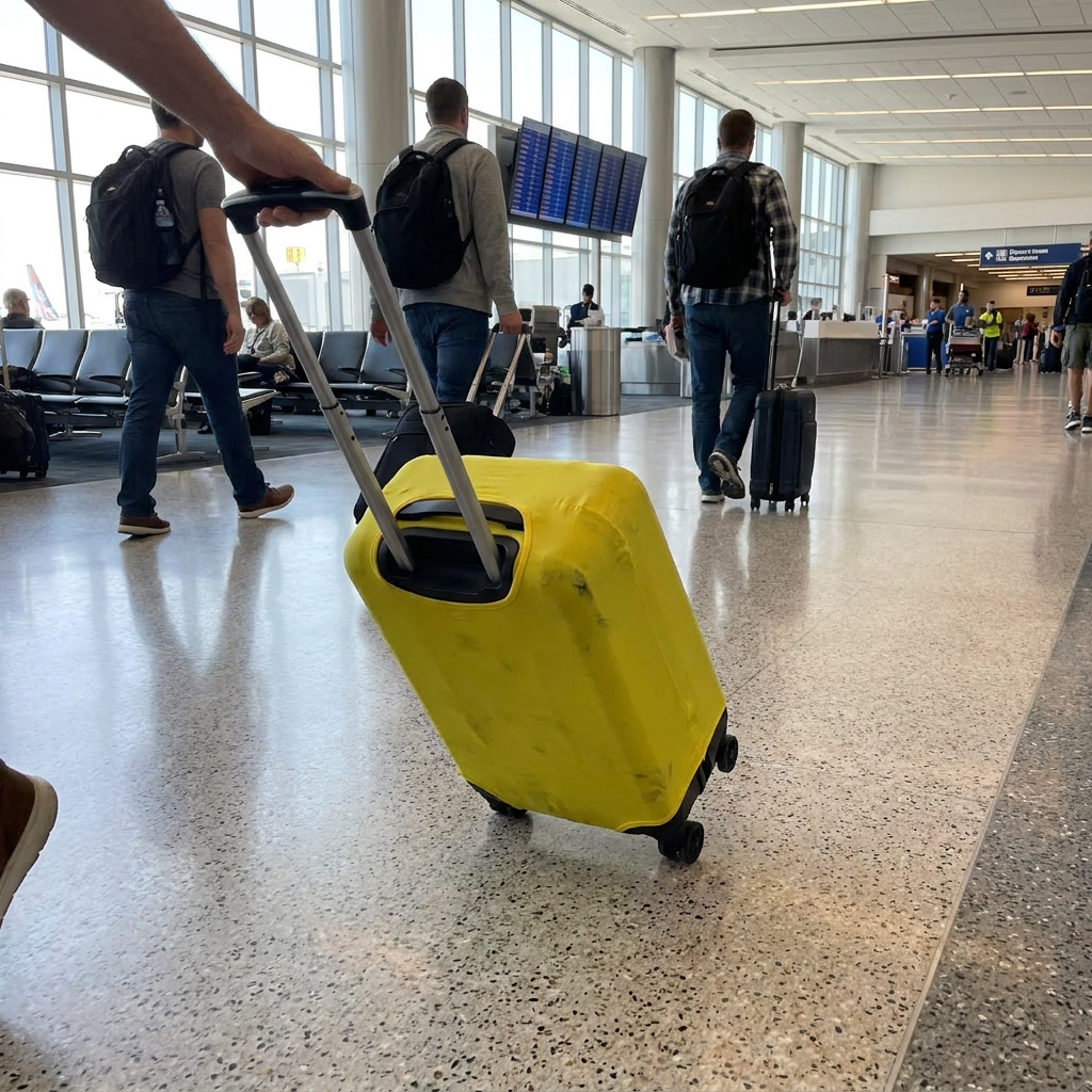 yellow / S elastic luggage cover in real-life use