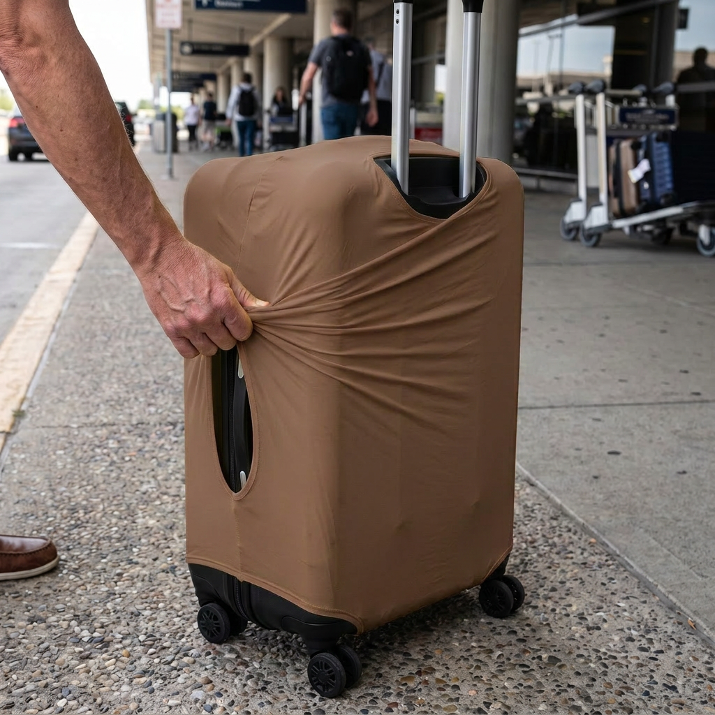 coffe / S elastic luggage cover in real-life use