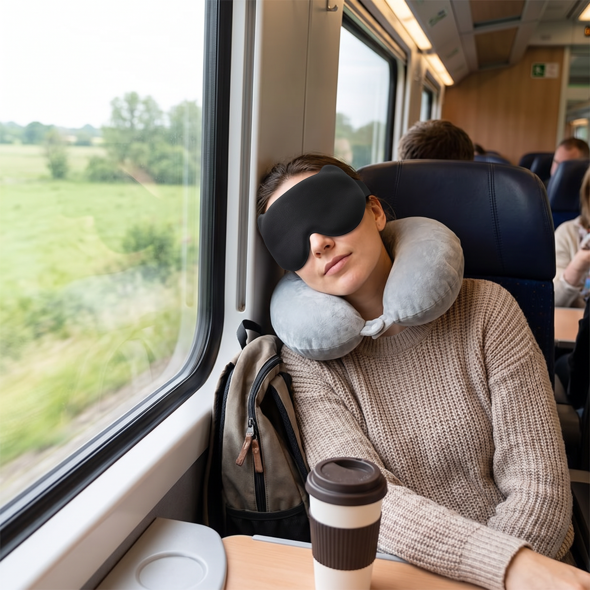 Travel sleep mask in real-life use