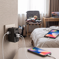 USB and Type C ports universal travel adapter in real-life use