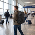 Black vacuum compression travel backpack