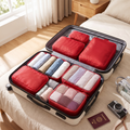 3-piece red compression packing cubes set packed