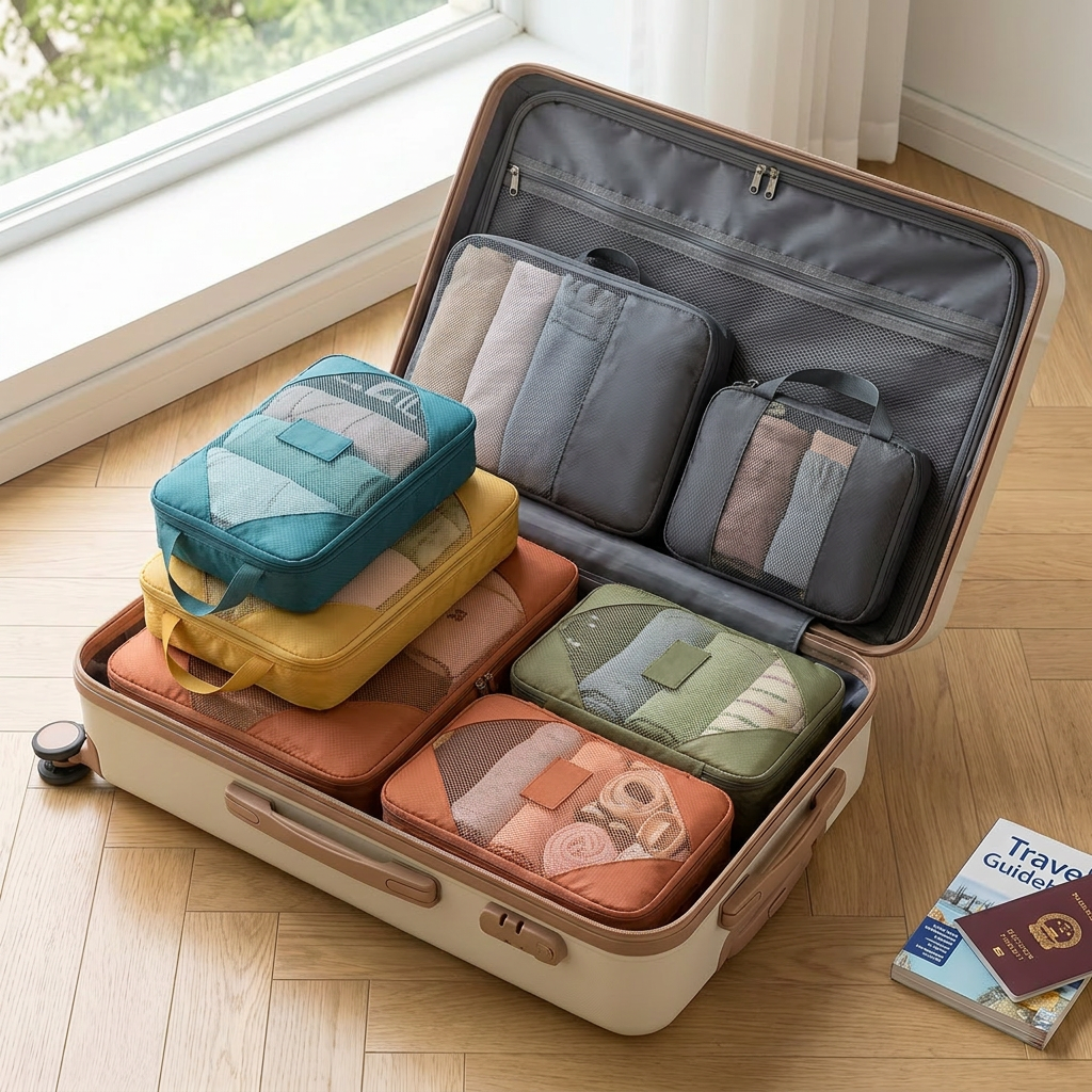 5-piece packing cube set in real-life use