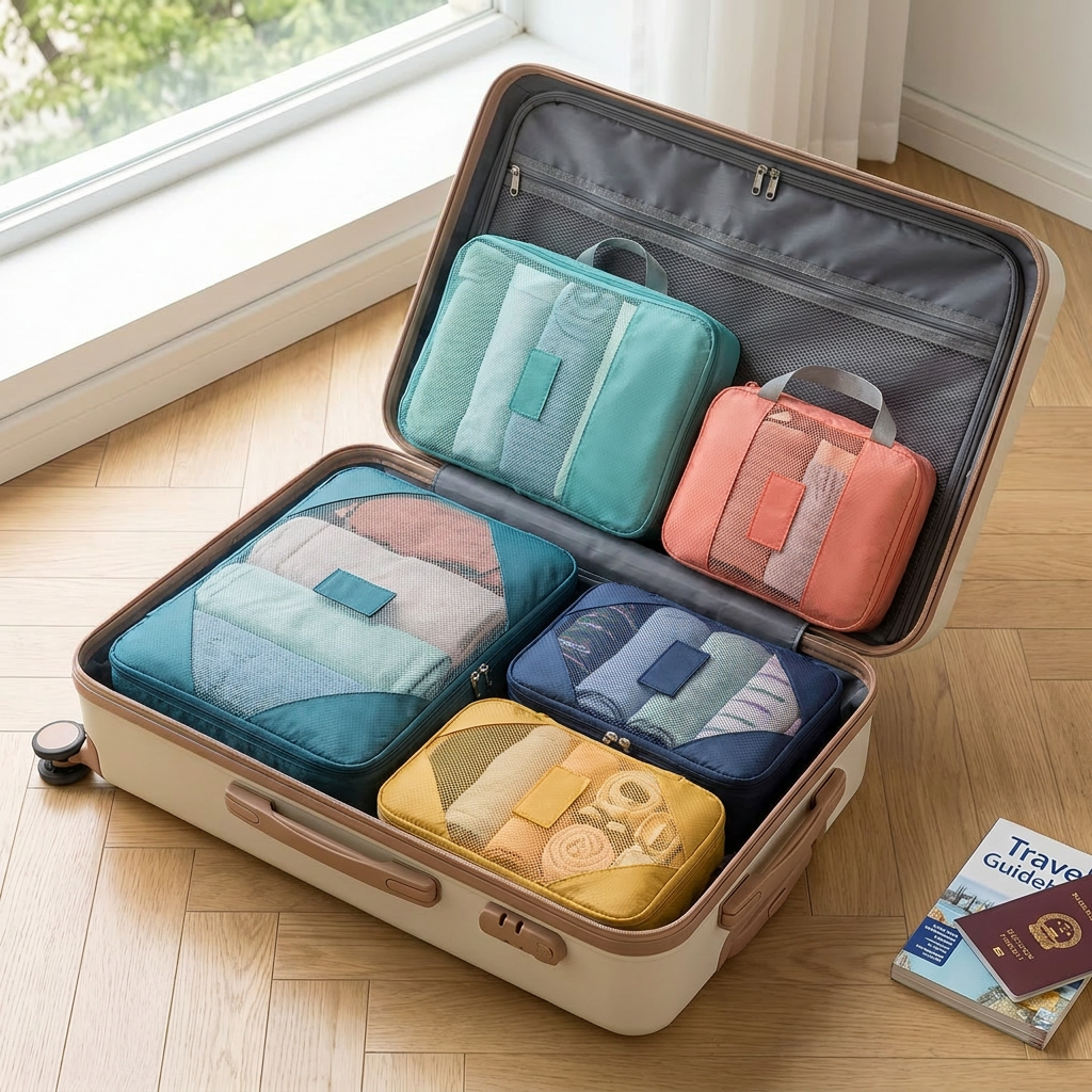4-piece packing cube set in real-life use