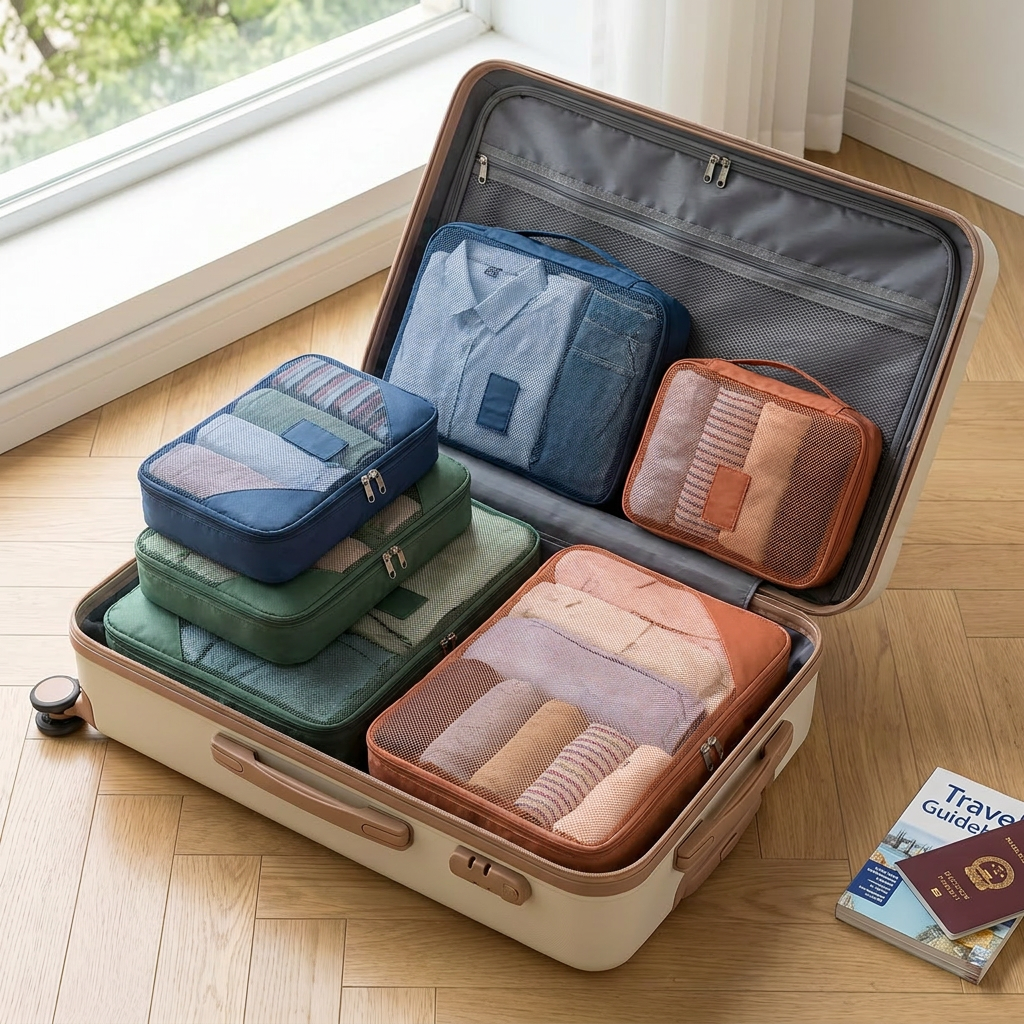 3-piece packing cube set in real-life use