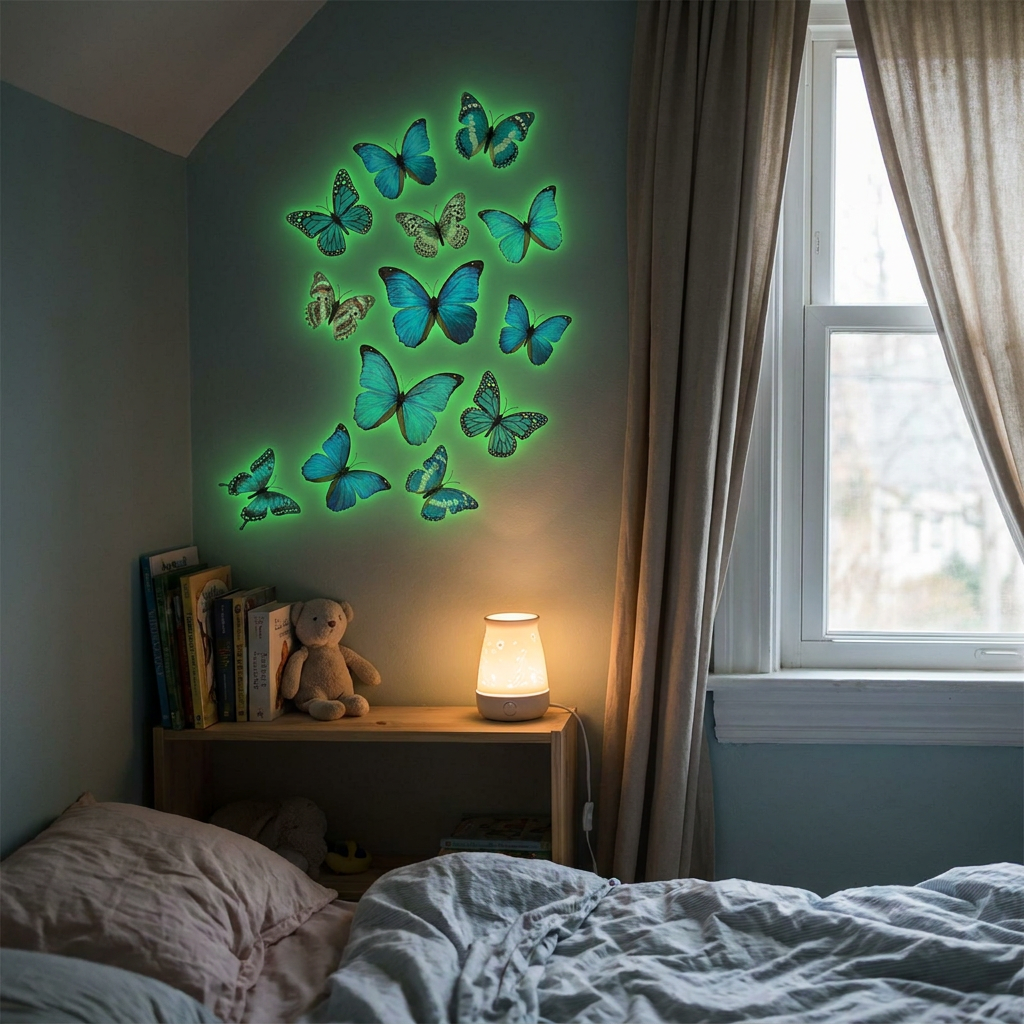3D Luminous Butterfly Wall Stickers, 12-Piece Set