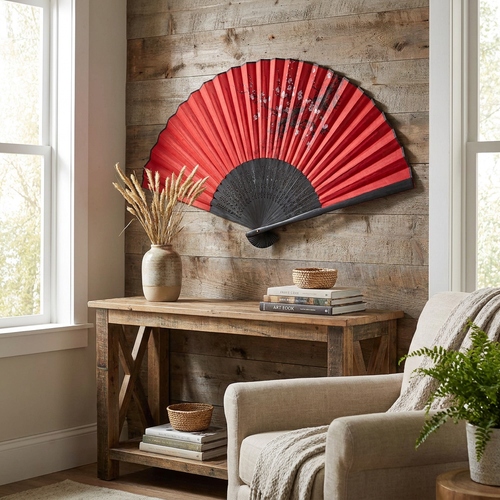Bamboo Folding Hand Fan, Wall Decor Edition