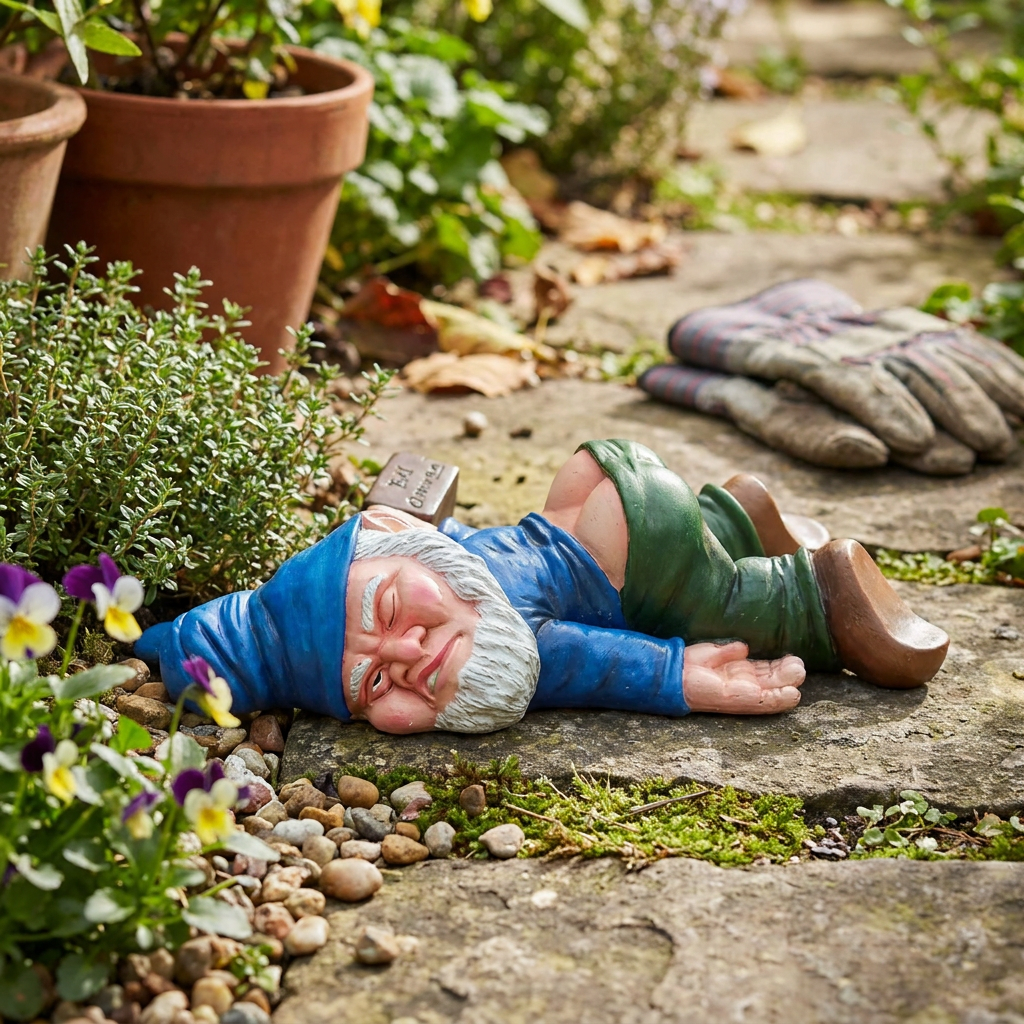 Garden Gnome Statue, Whimsical Resin Edition