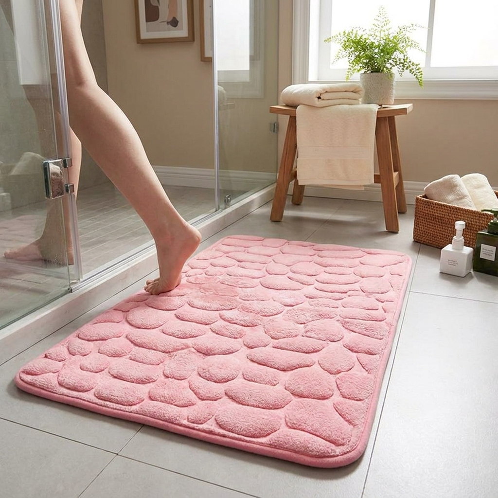 Pebble-Texture Bath Mat, Embossed Edition