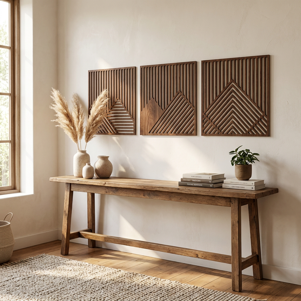 Modern Wood Wall Art, 3 Pieces