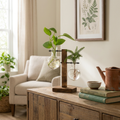 Glass Bulb Vase with Wooden Stand