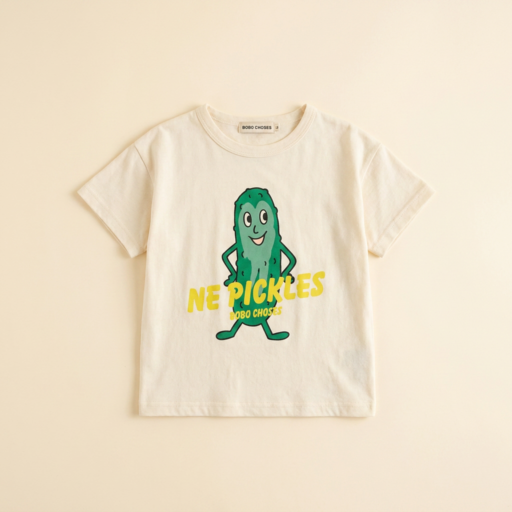 Girls Pure Cotton Cartoon Print Short-Sleeved T-Shirt