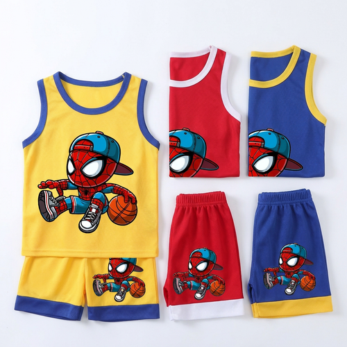 Boys Basketball Vest and Shorts 2-Piece Mesh Sport Set