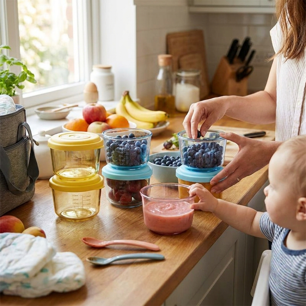 6 Pcs Baby Food Storage Containers, Stackable and Leak-Proof