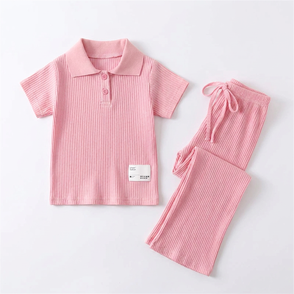 Girls Polo T-Shirt and Pants 2-Piece Set