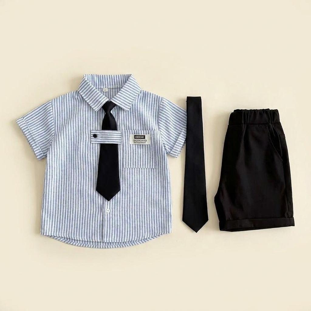 Boys Fashion Shirt and Shorts 2-Piece Summer Set