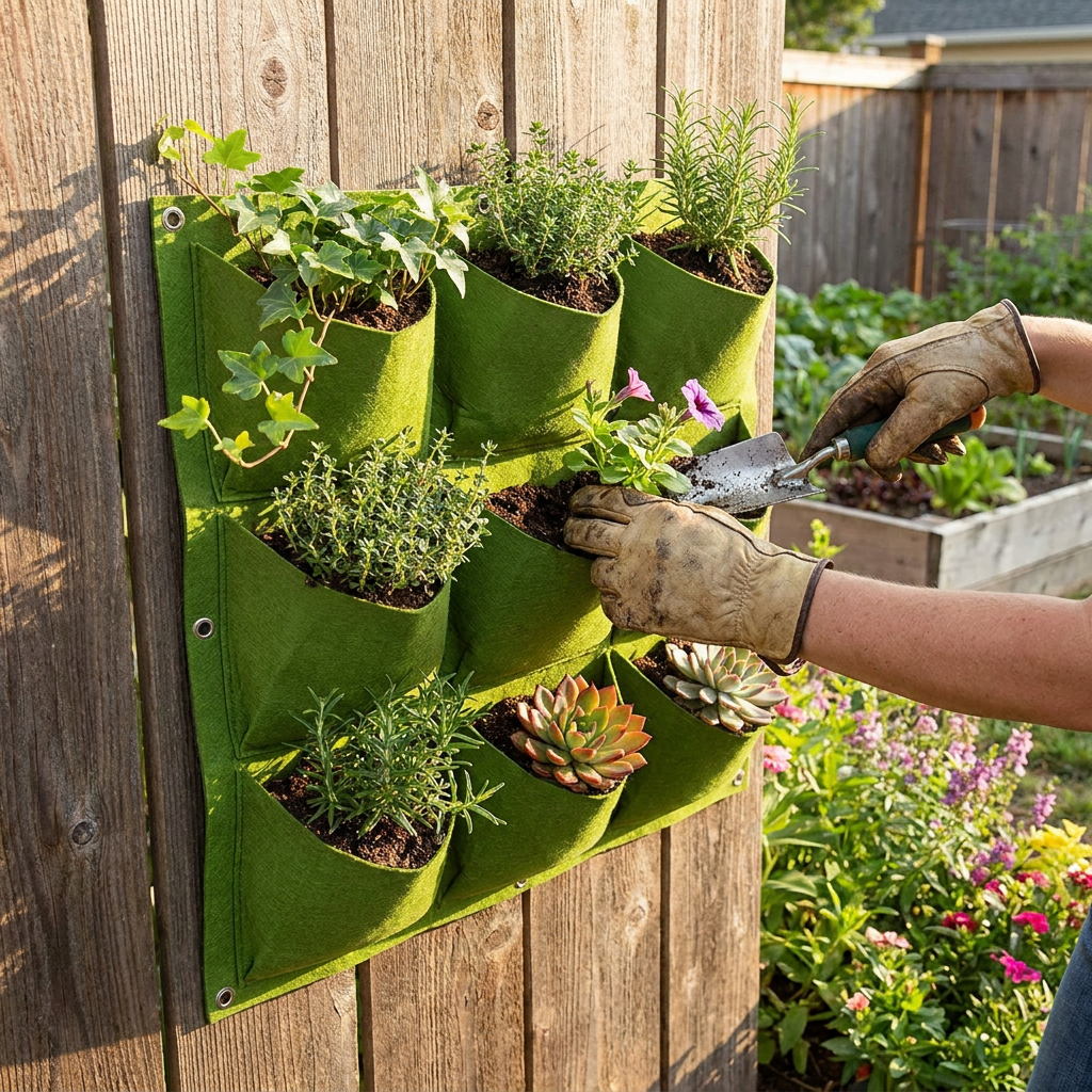 Wall Hanging Planting Bags, 9/18 Pocket Vertical Garden Grow Bag Planter
