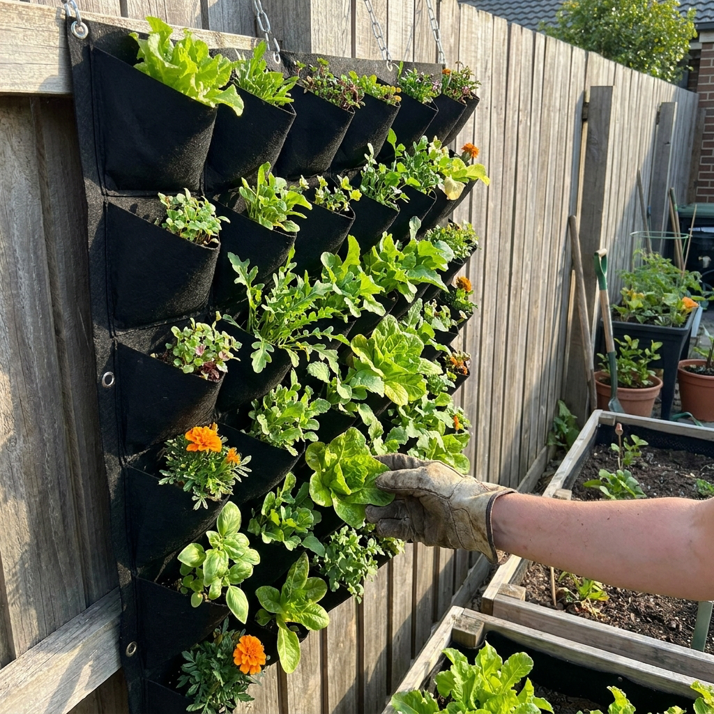 Multi-pocket Green Vertical Hanging Garden Planter Wall Grow Bag