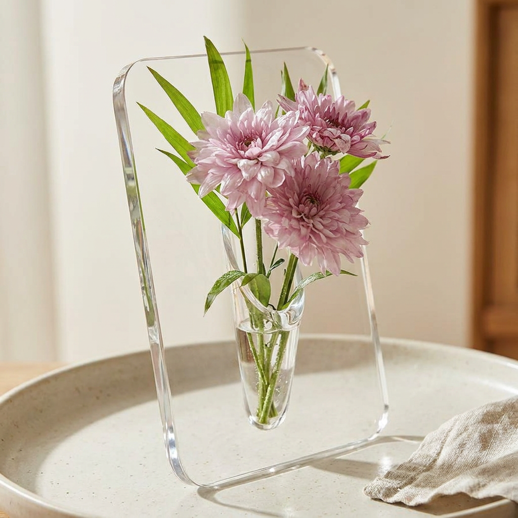 Clear Acrylic Frame Vase, Modern Edition — detail
