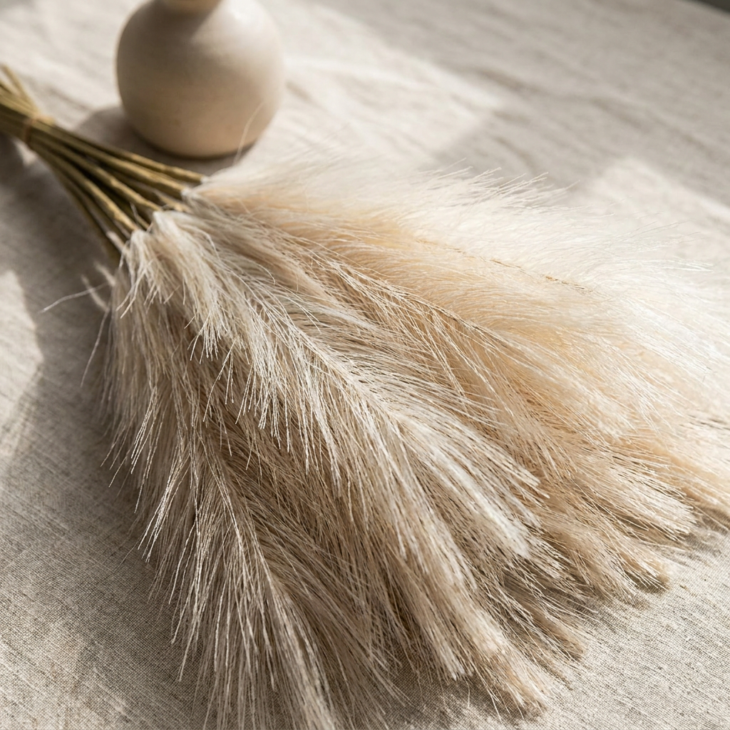 Faux Pampas Grass, 10-Stem Boho Edition — detail