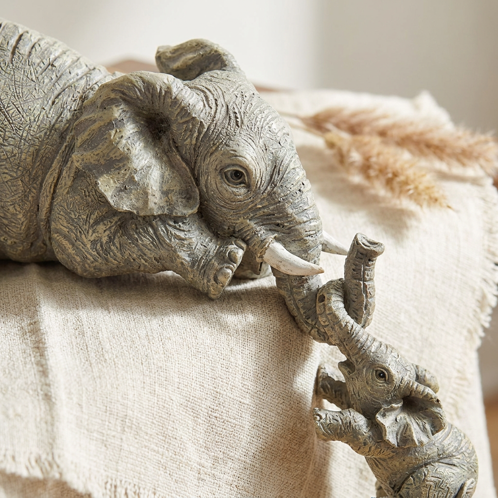 Elephant Figurine Set, 3-Piece Resin Edition — detail