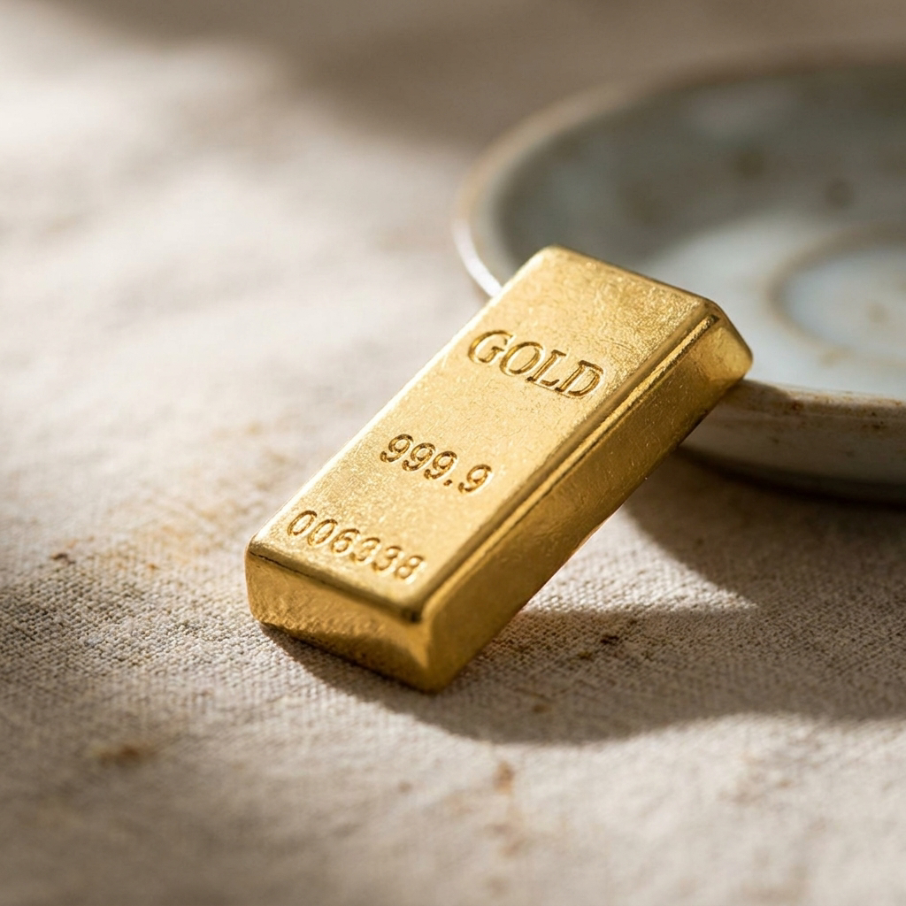 Mini Gold Bar Ornament, Desktop Edition — detail
