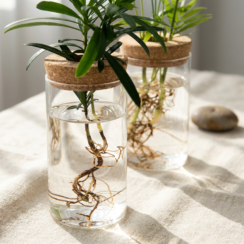 Desktop Glass Planter Vase, Hydroponic Edition — detail