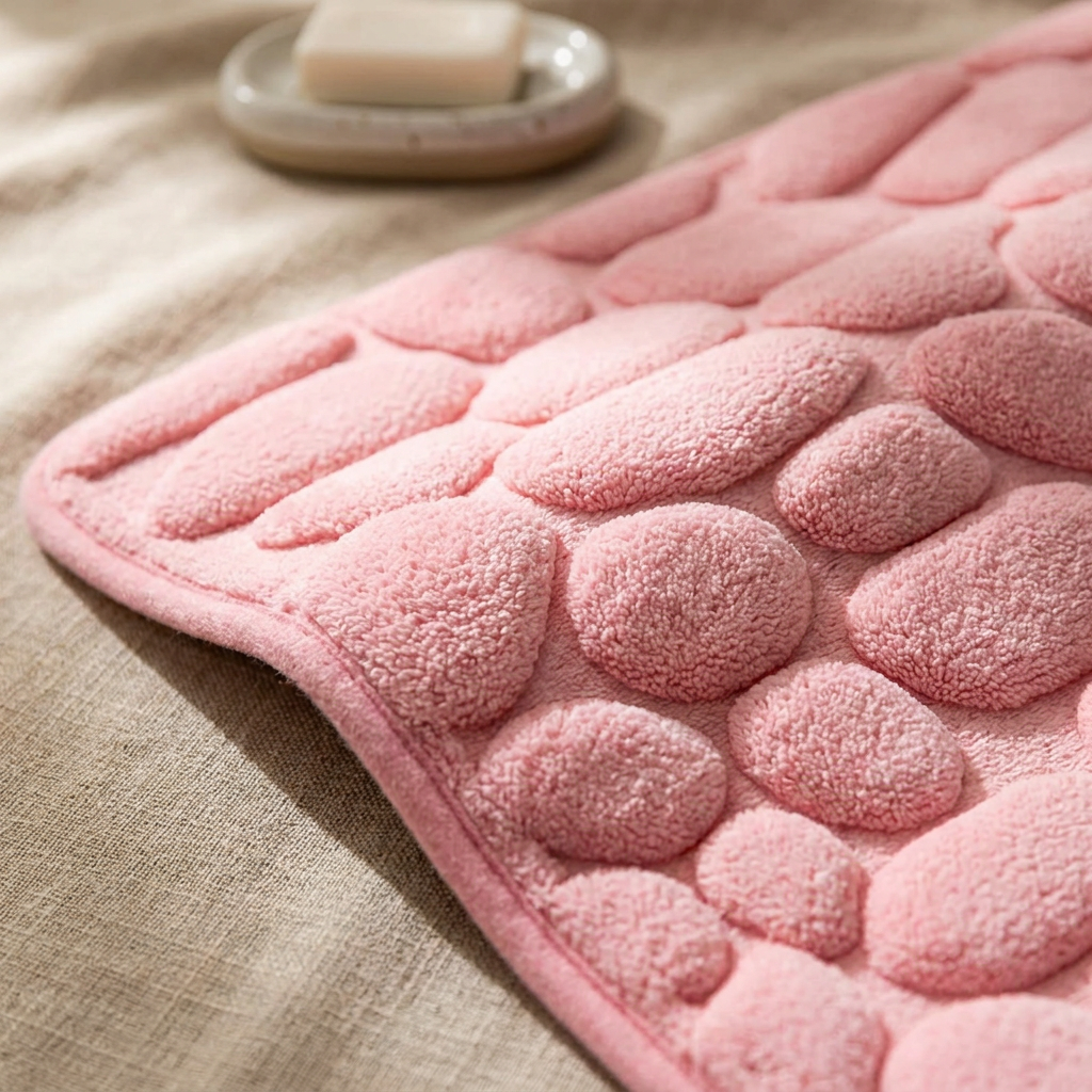 Pebble-Texture Bath Mat, Embossed Edition — detail