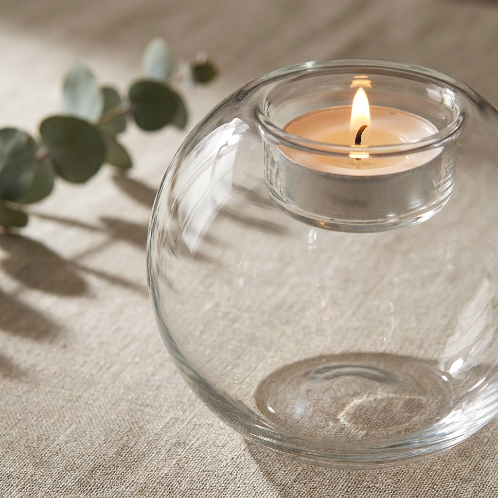 Round Glass Candle Holders, European Edition — detail