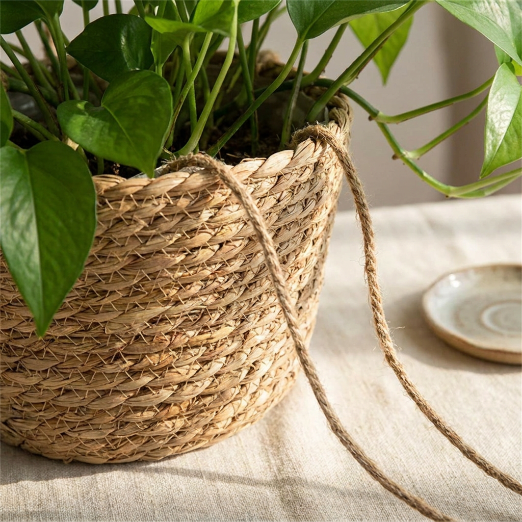 Macrame Hanging Planter, Boho Edition — detail