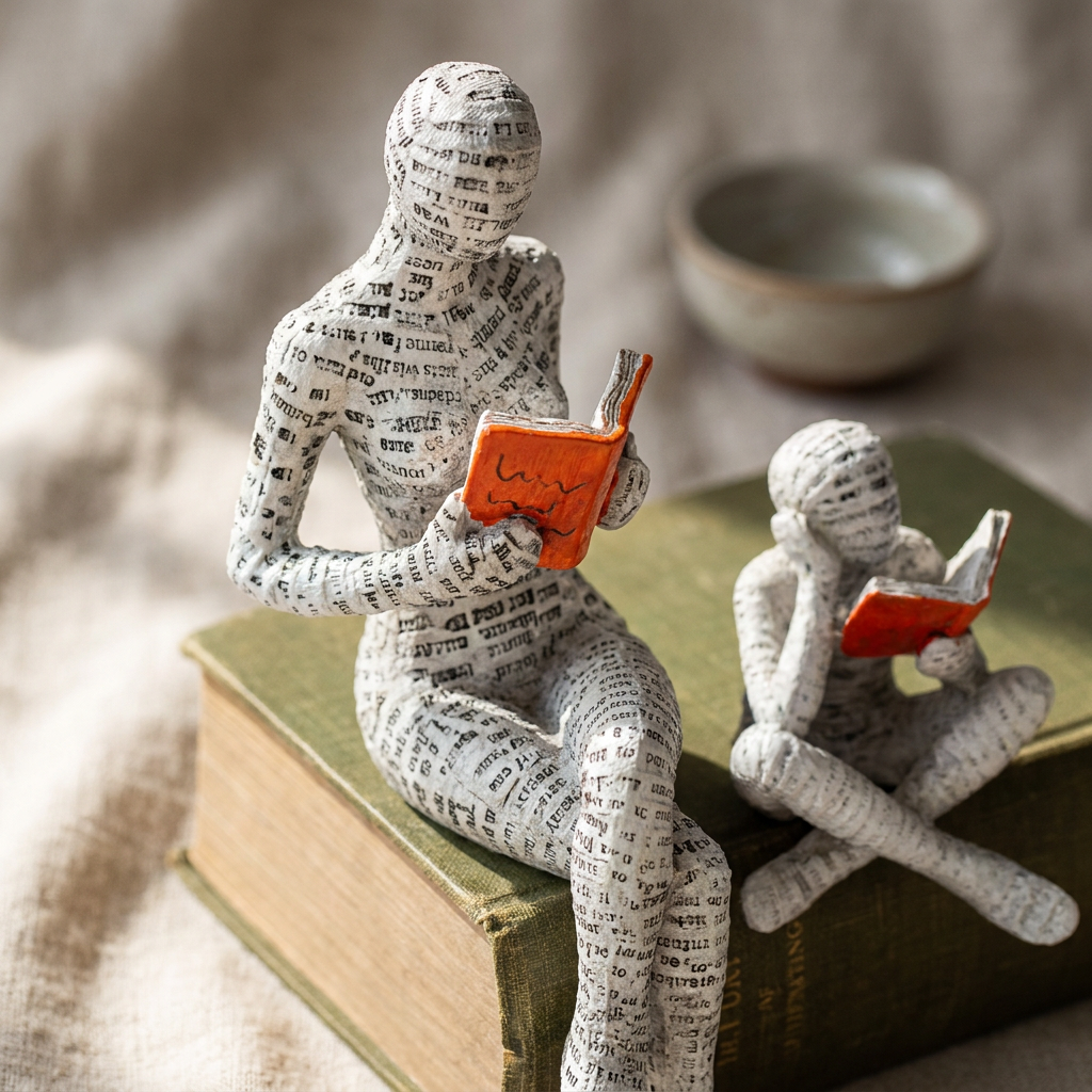 Reading Woman Statue, Modern Sculpture Edition — detail