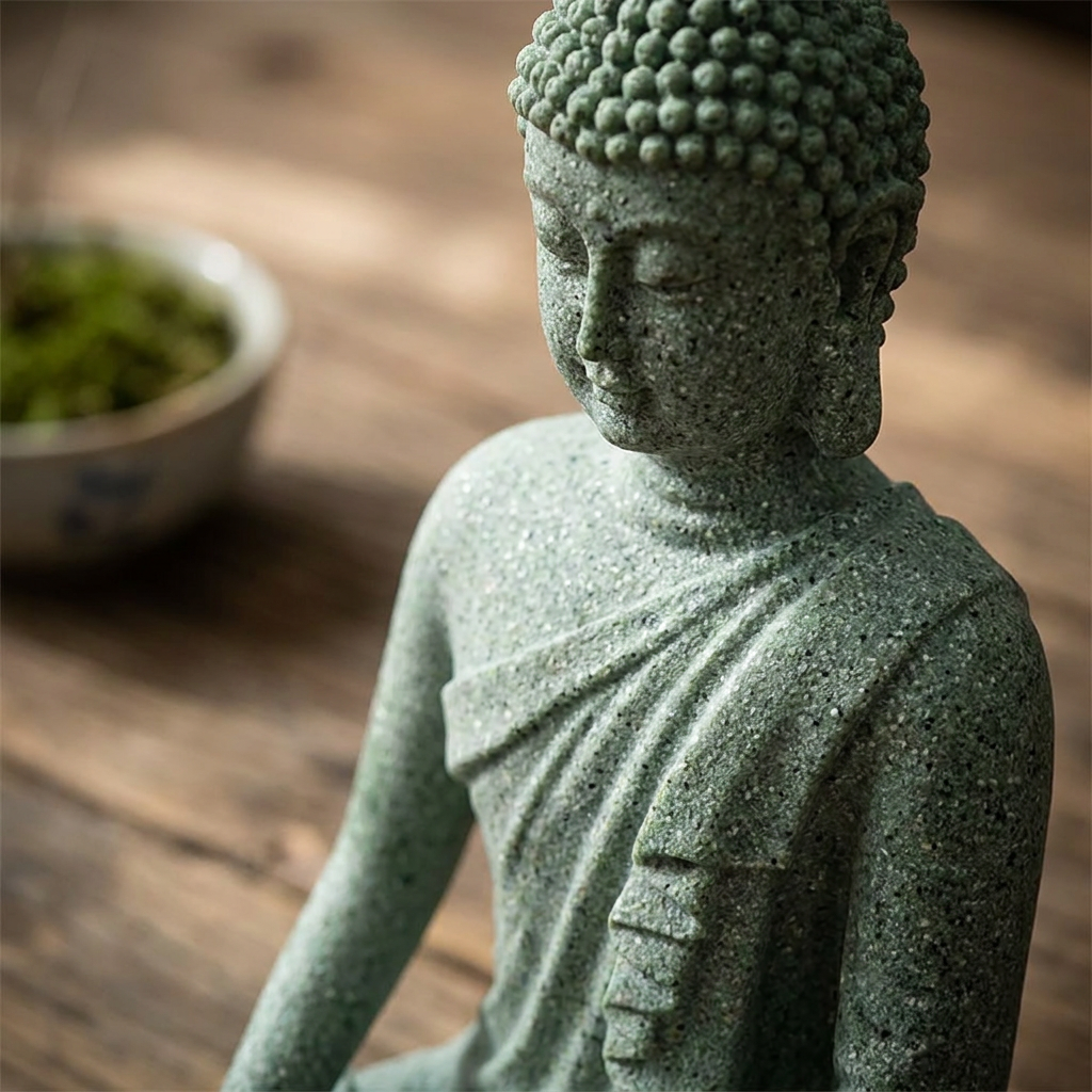 Stone Buddha Statue, Tabletop Edition — detail