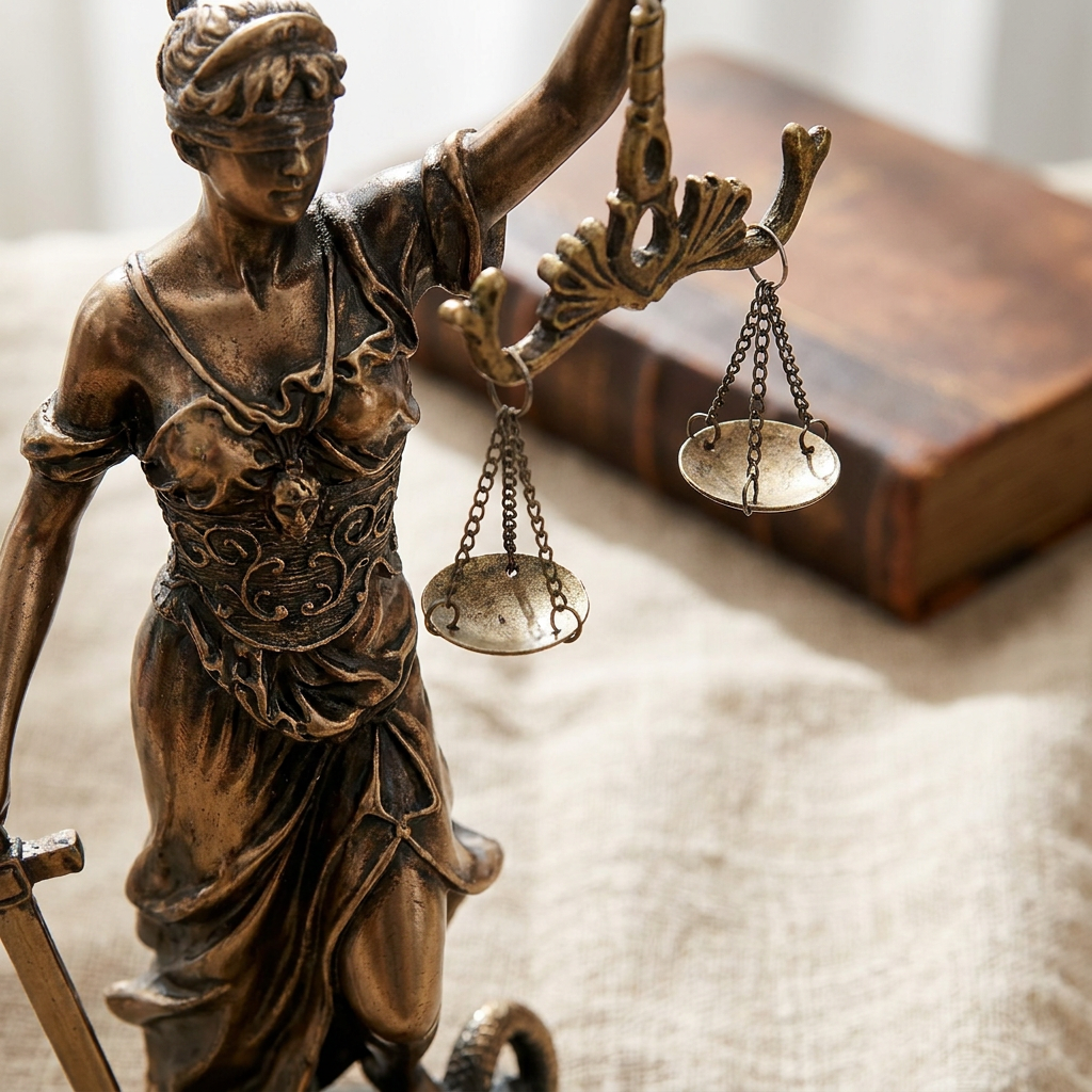 Goddess of Justice Statue, Copper-Tone Edition — detail