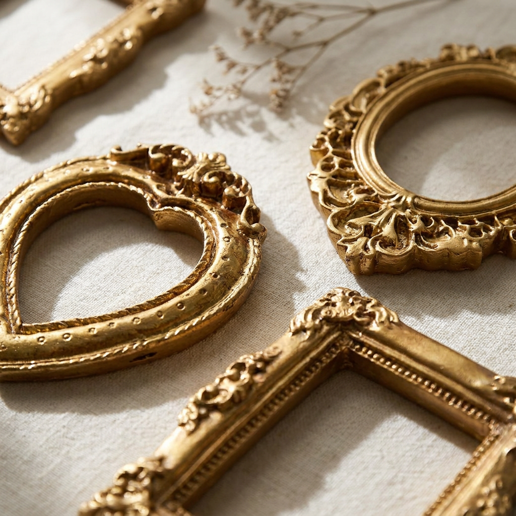 Vintage Picture Frame Set, 12-Piece Baroque Edition — detail